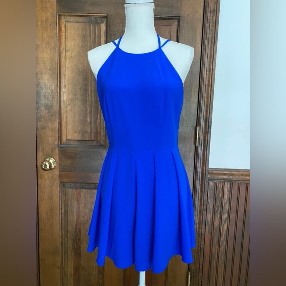 Elegant Blue Halter Dress